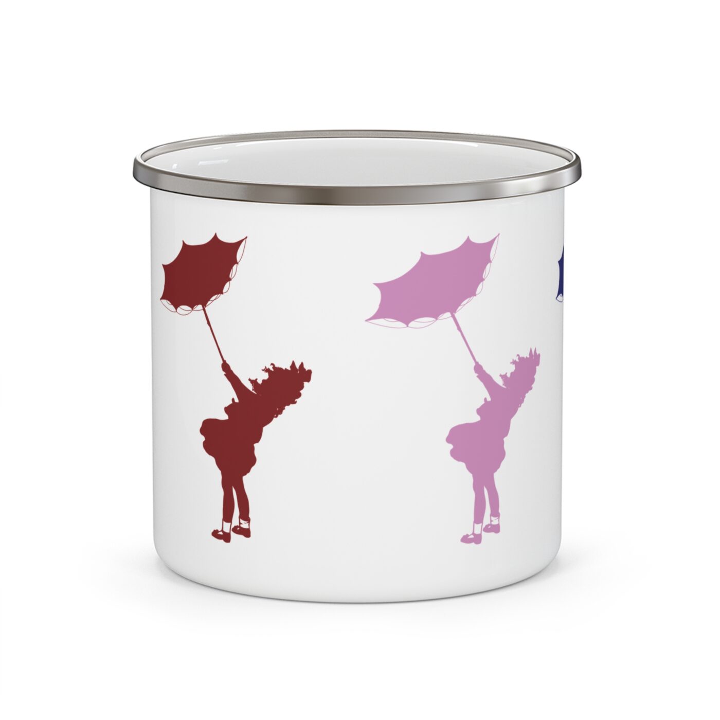 Street Art Design. Enamel Camping Mug 12 oz.   Little Girl Blue.
