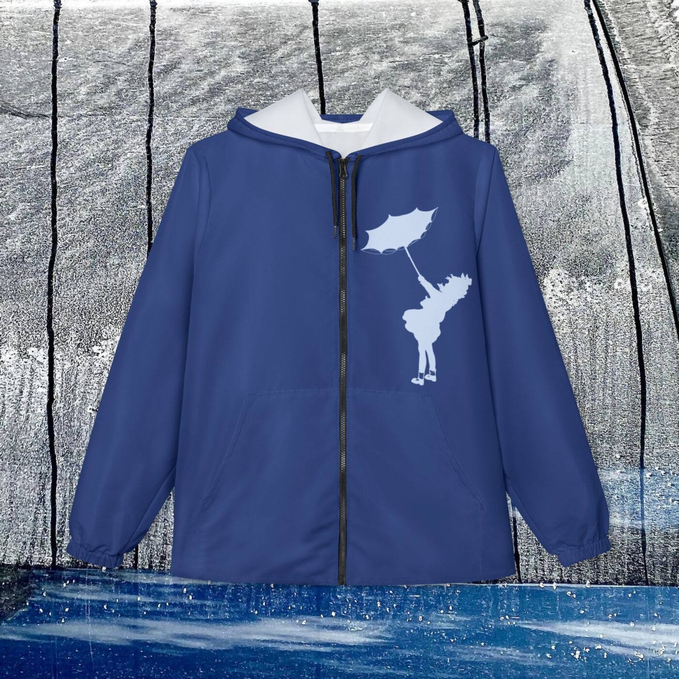 Little Girl Blue / Blue Silhouette  Royal Blue Windbreaker Jacket