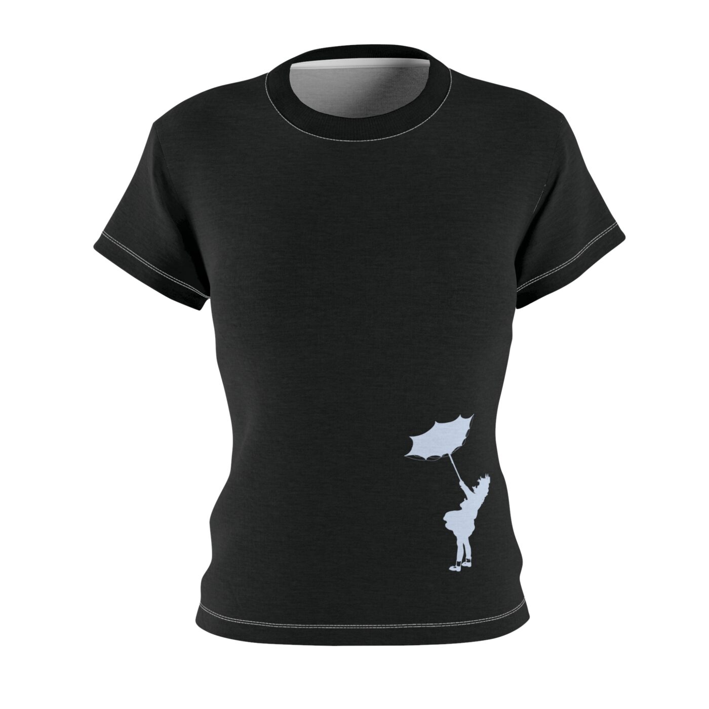 Little Girl Blue.  Women's Cut T-Shirt.  Black /Light Blue.