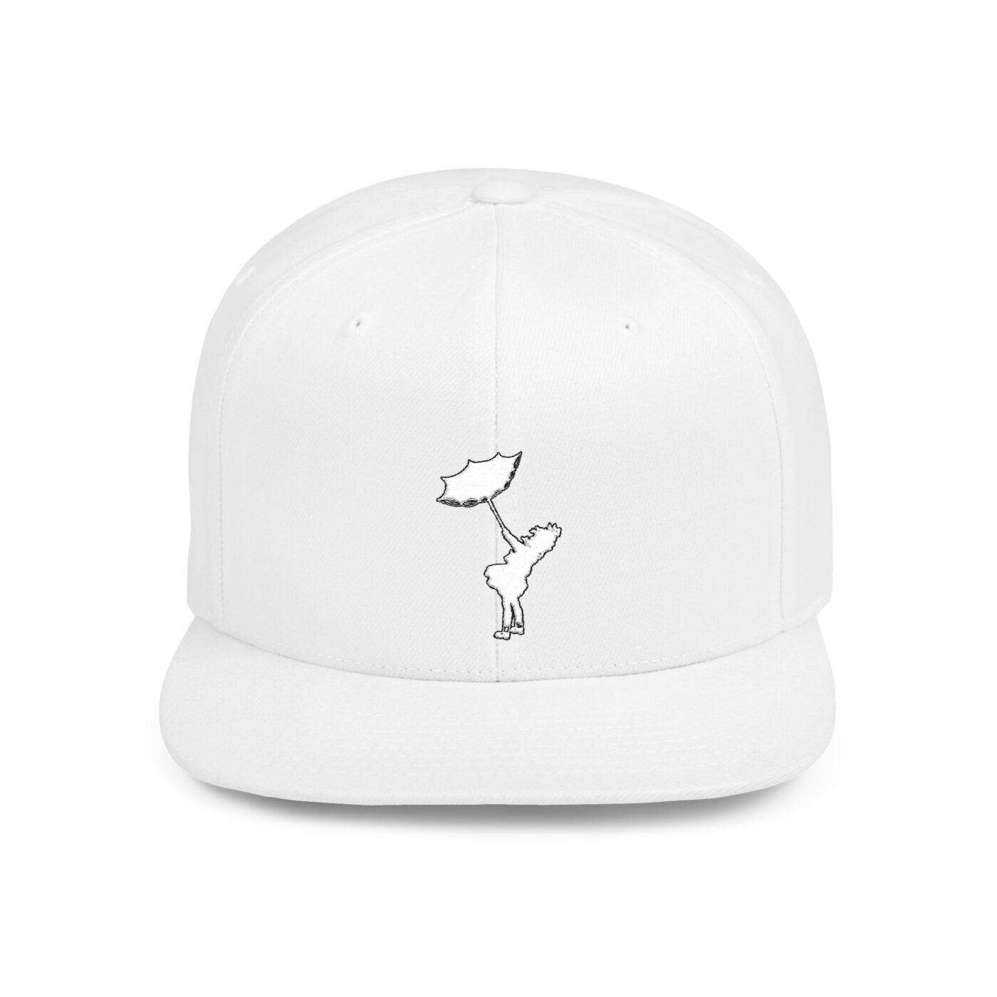 Snapback Hat With Umbrella Silhouette Embroidery — Minimalist Streetwear Cap