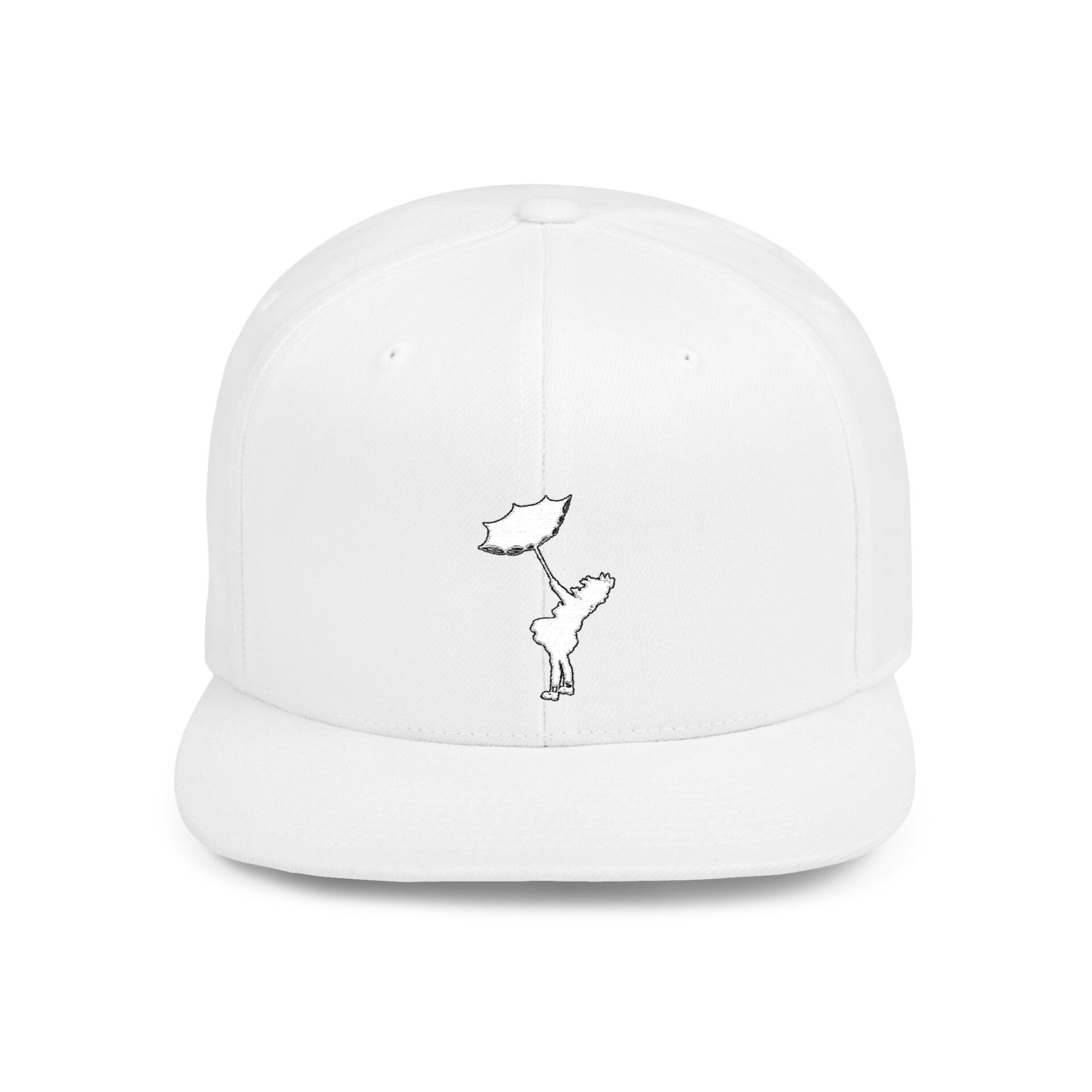 Snapback Hat With Umbrella Silhouette Embroidery — Minimalist Streetwear Cap