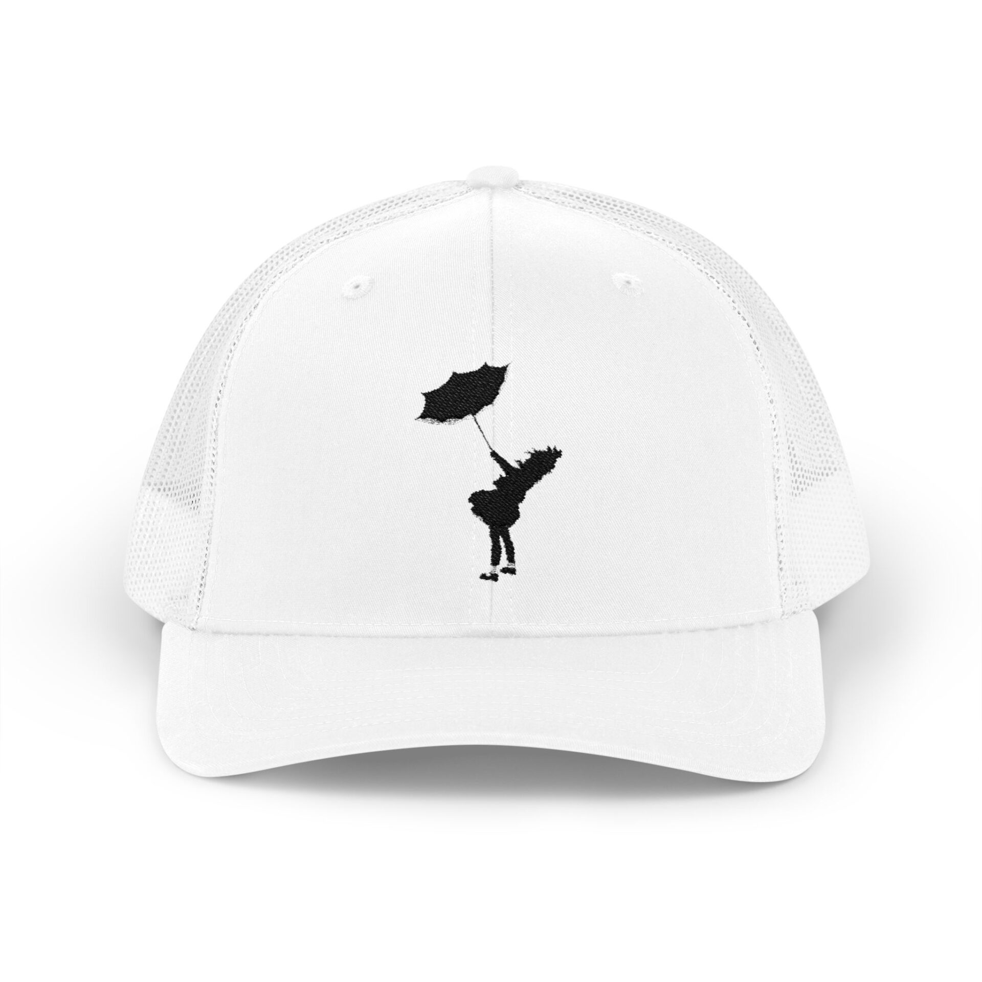 Embroidered Umbrella Girl Snapback Trucker Cap